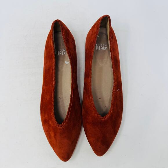 Eileen Fisher Women’s Size 8 Rust Suede Ballet Flats Slip On Shoes - Picture 5 of 13